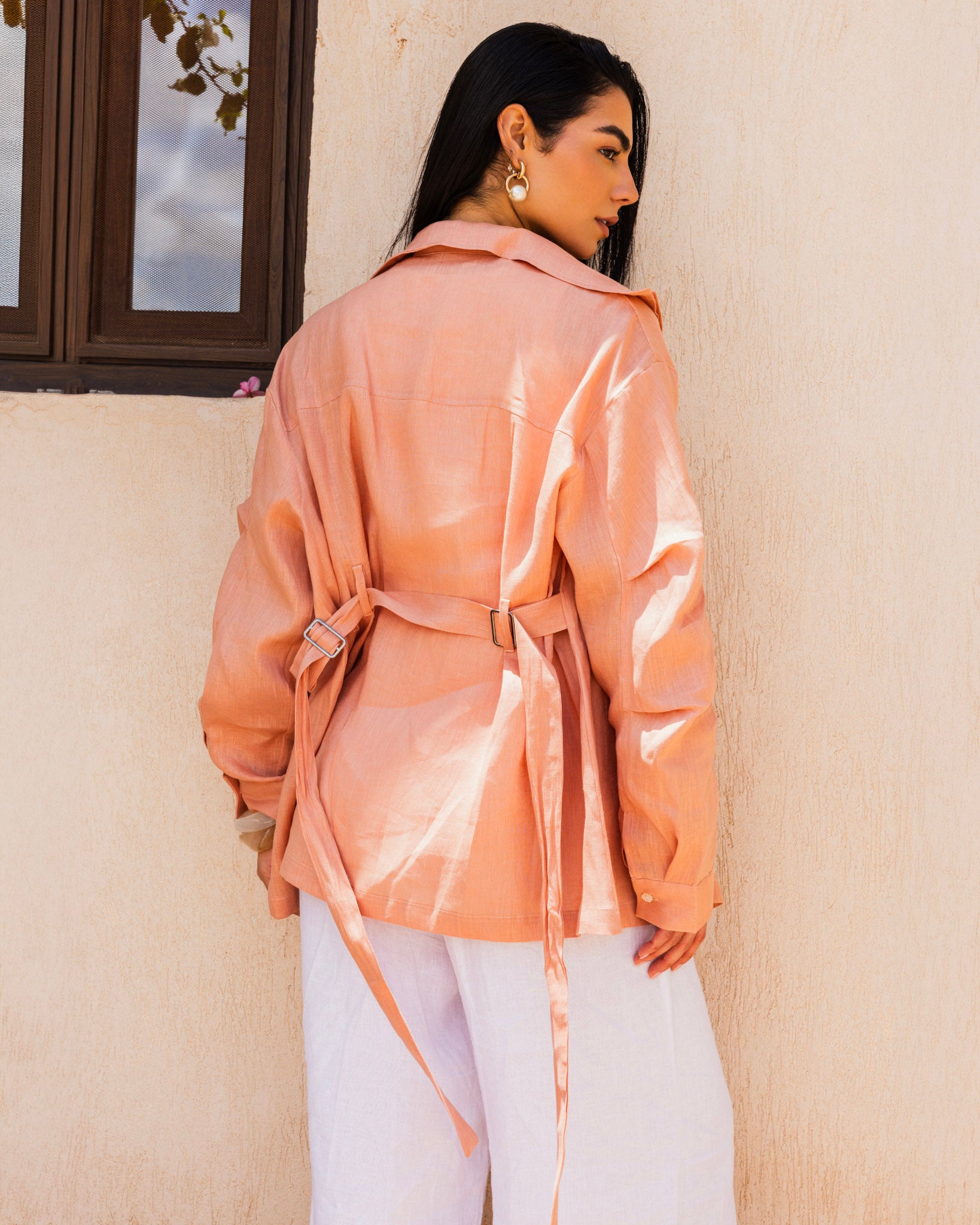 Amulet Linen Cardigan - Light Coral