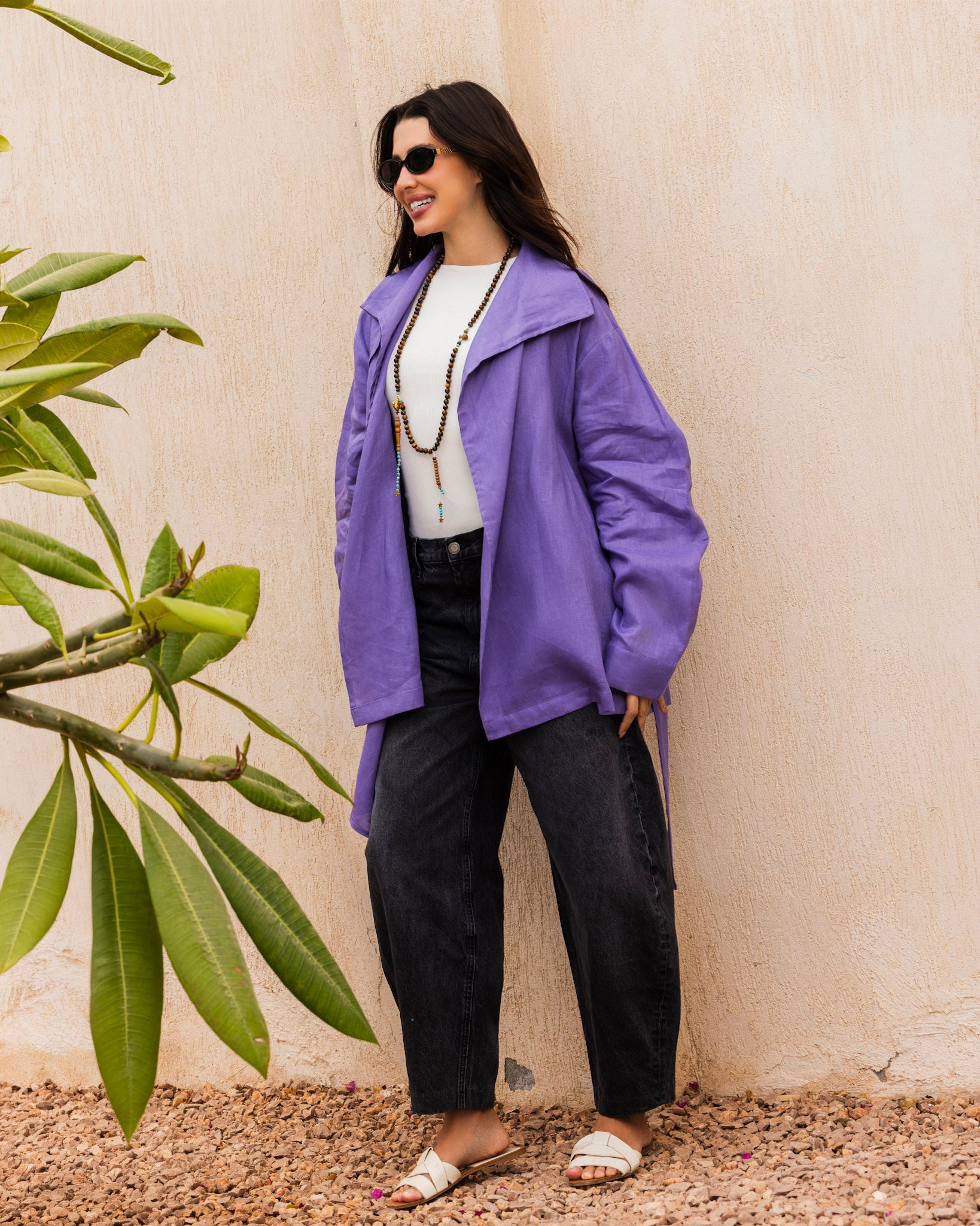 Amulet Linen Cardigan - Lilac