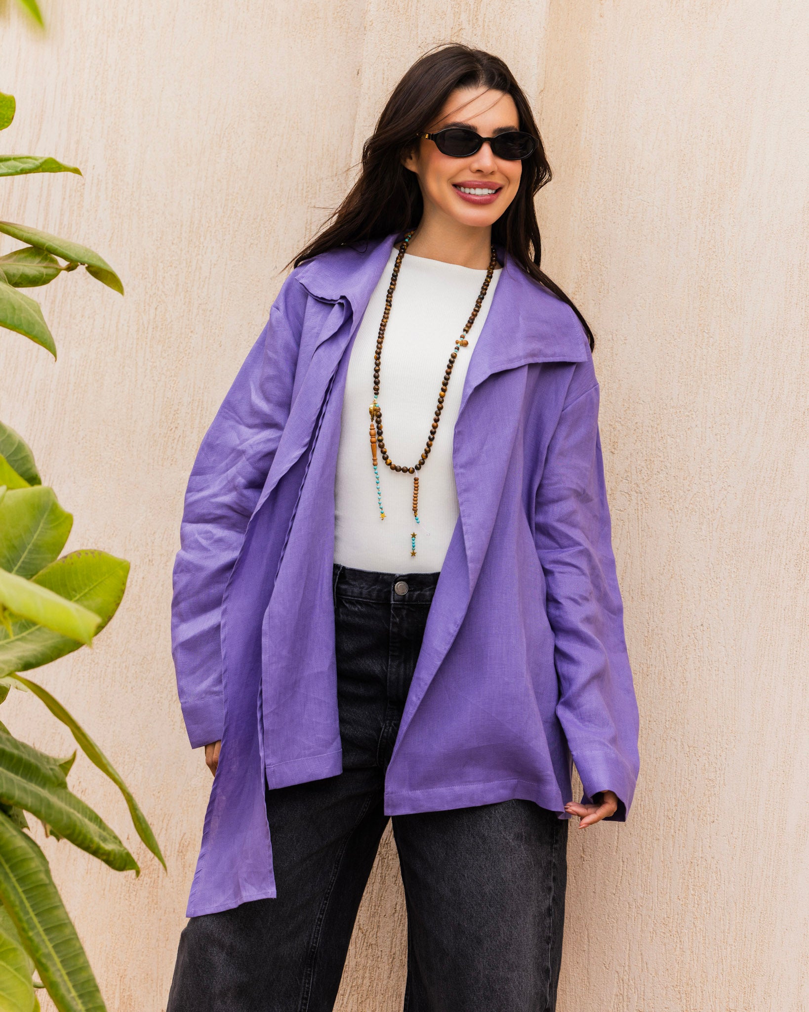 Amulet Linen Cardigan - Lilac