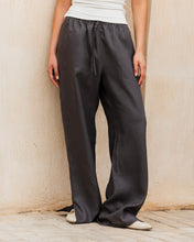 Slit Linen Pants - Dark Grey