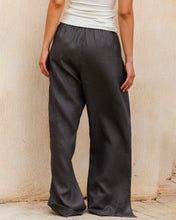 Slit Linen Pants - Dark Grey