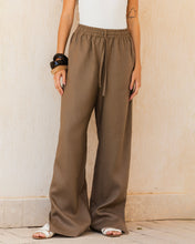 Slit Linen Pants - Cafe