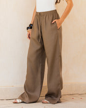 Slit Linen Pants - Cafe