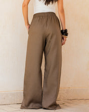 Slit Linen Pants - Cafe
