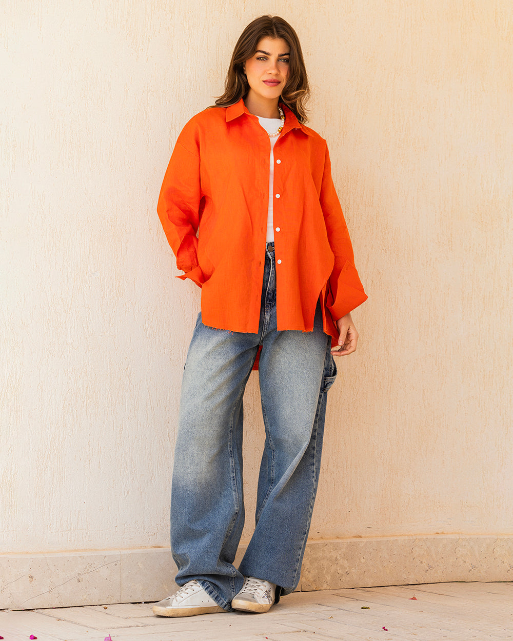 The Unfinished Linen Shirt - Orange