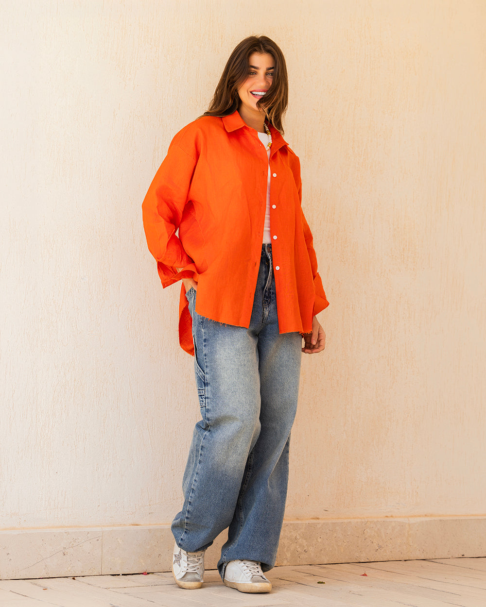 The Unfinished Linen Shirt - Orange
