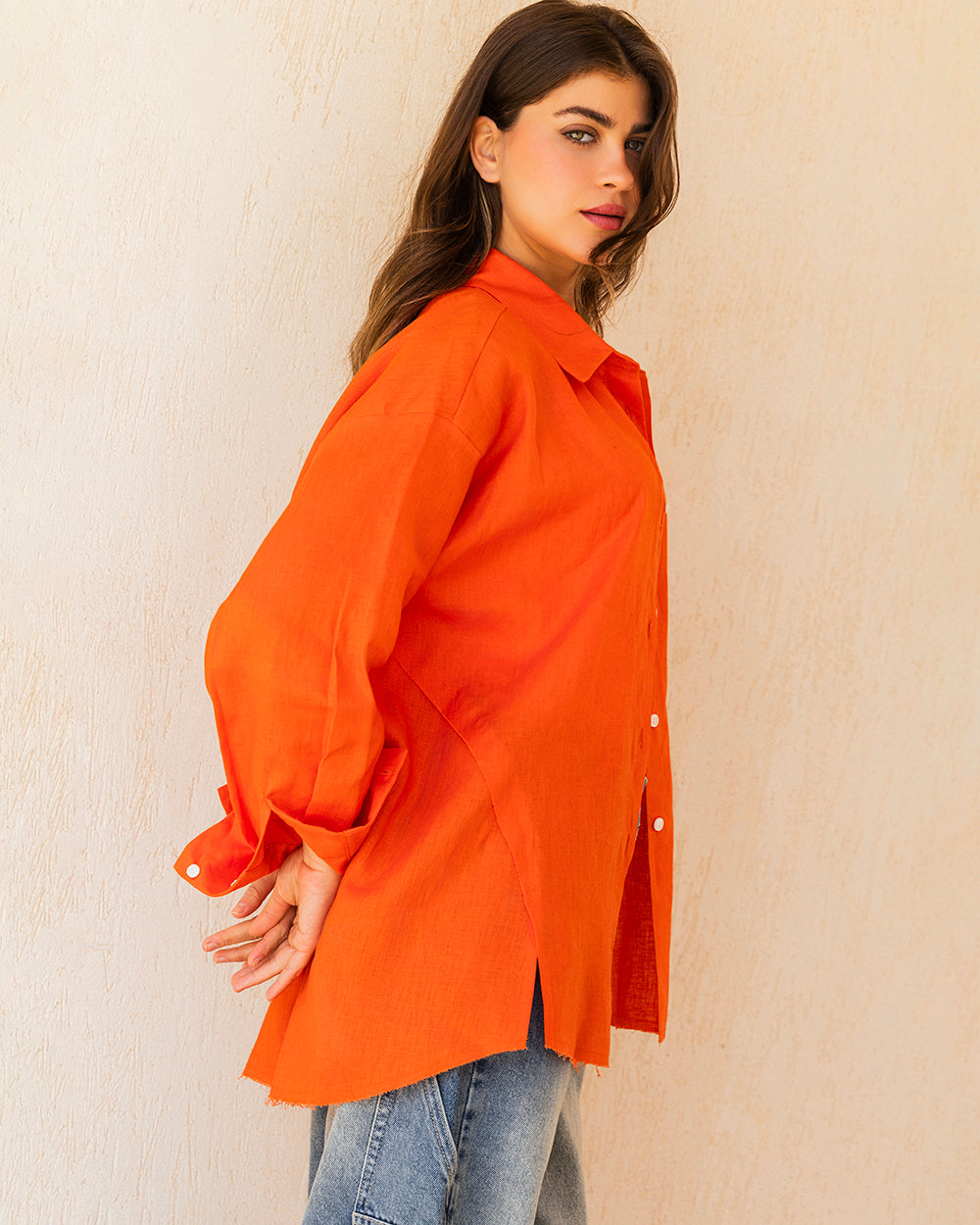 The Unfinished Linen Shirt - Orange