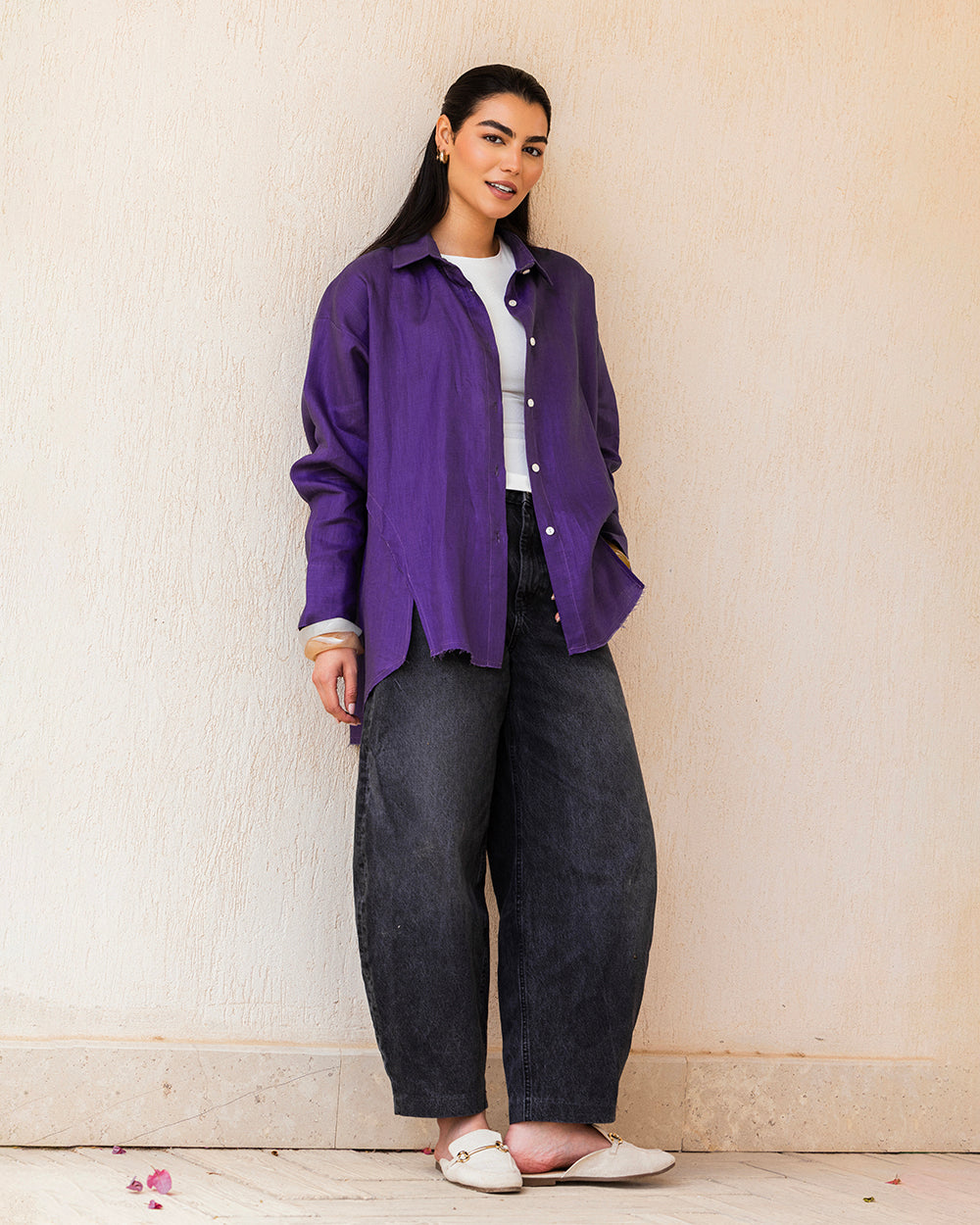 The Unfinished Linen Shirt - Purple