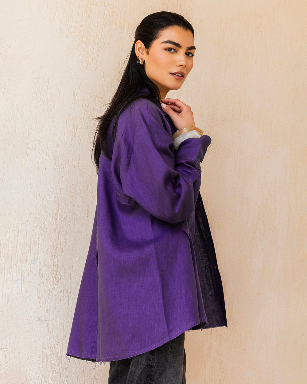 The Unfinished Linen Shirt - Purple