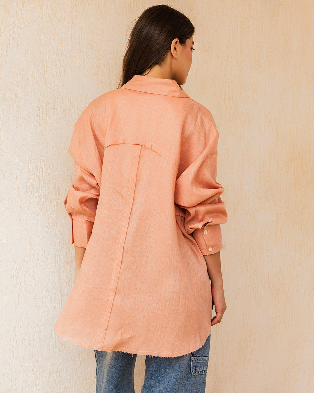 The Unfinished Linen Shirt - Light Coral