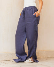 Slit Linen Pants - Midnight