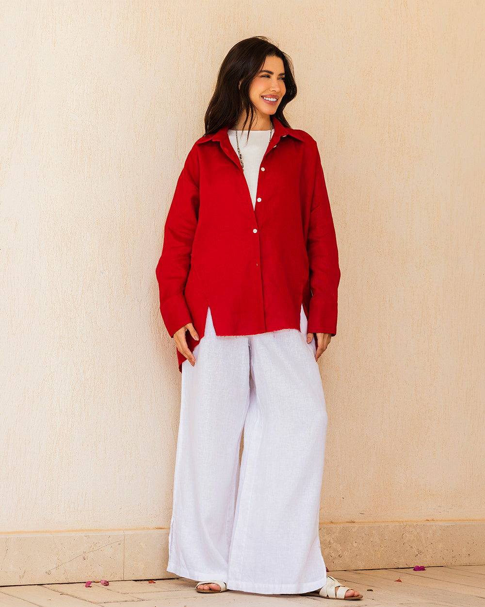 The Unfinished Linen Shirt - Ruby