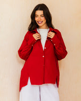 The Unfinished Linen Shirt - Ruby