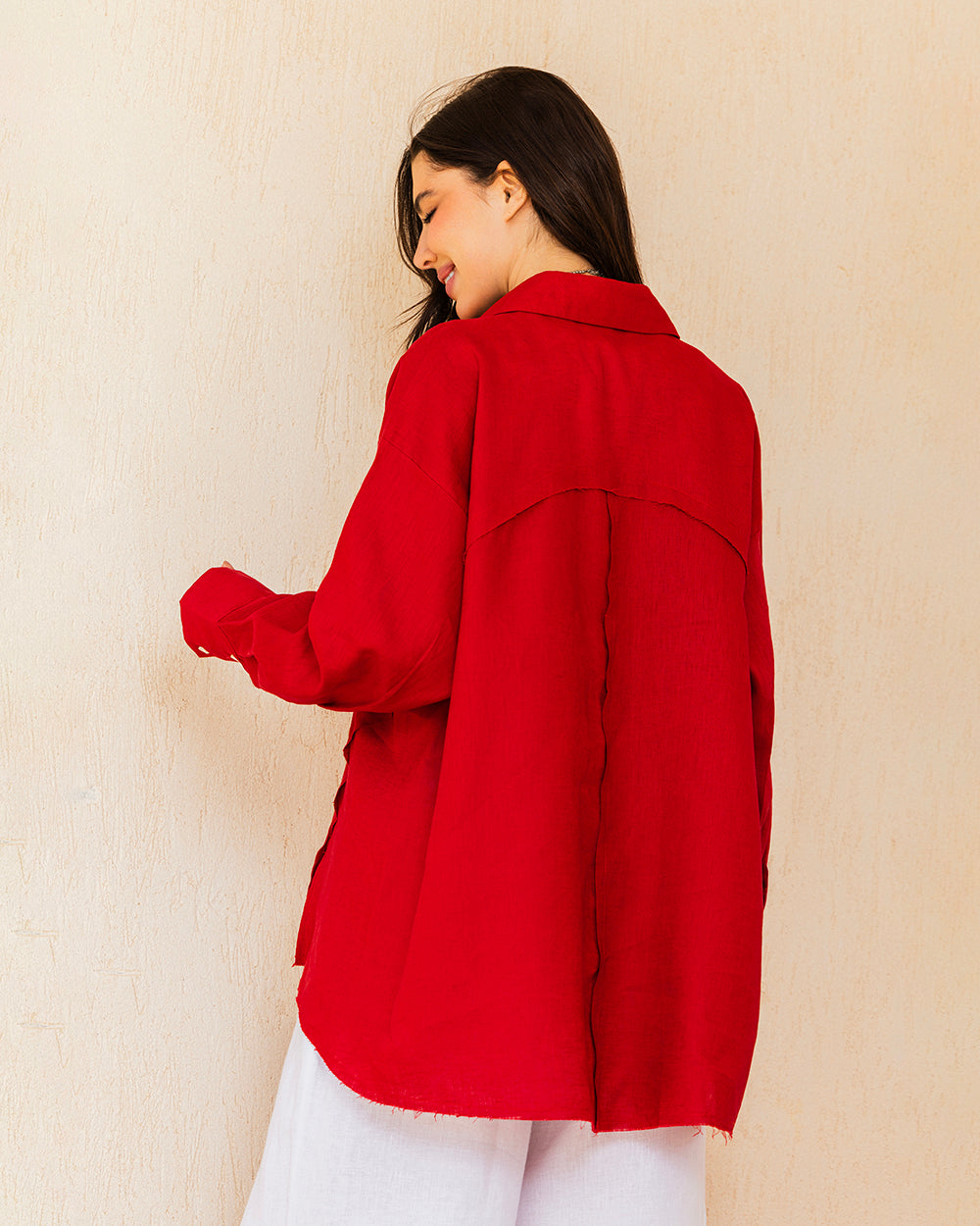 The Unfinished Linen Shirt - Ruby