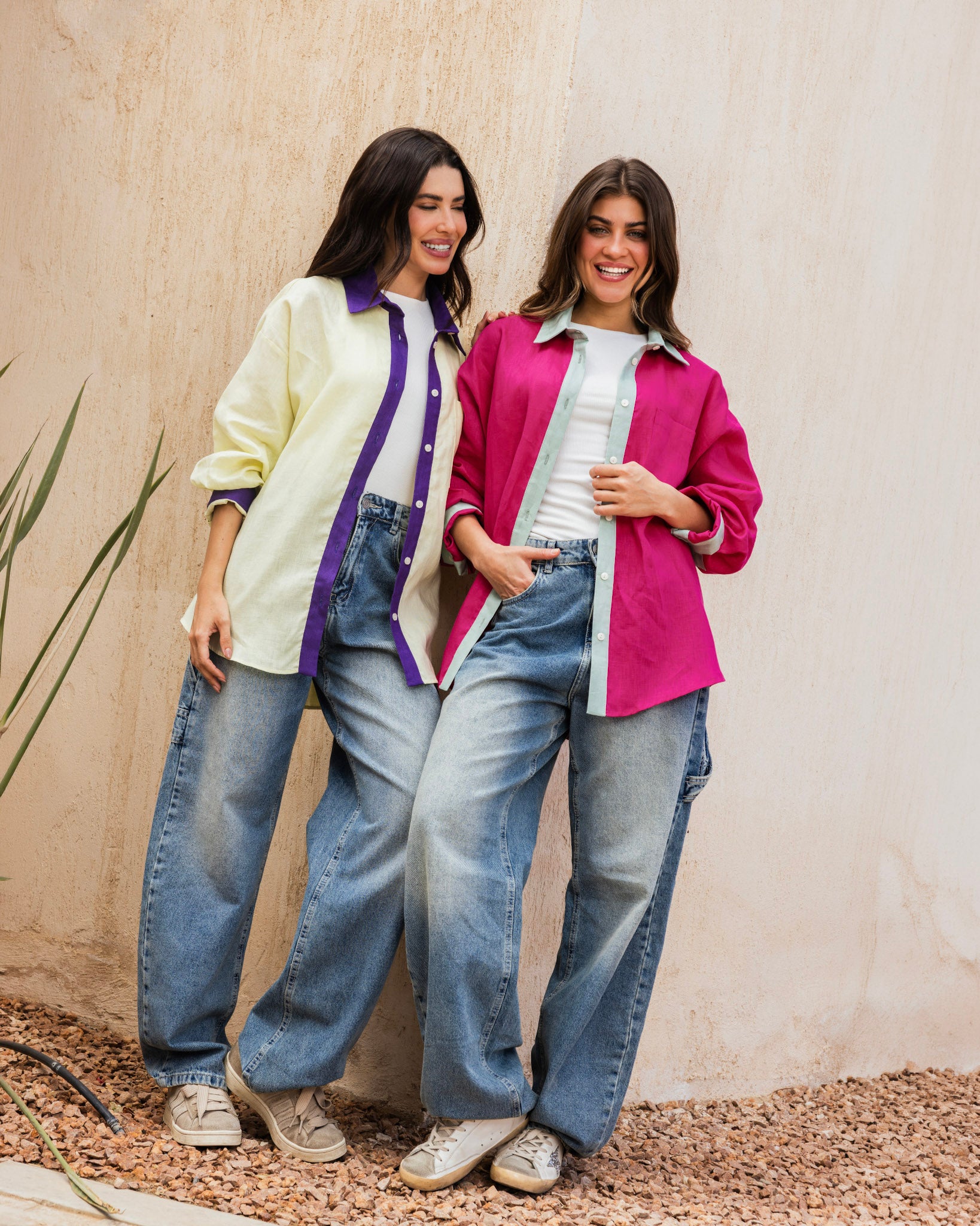 The Dual Linen Shirt  - Hot Pink