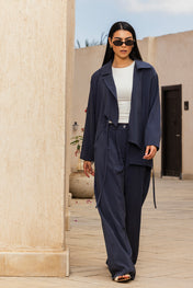 Draped Tailored Set - Navy