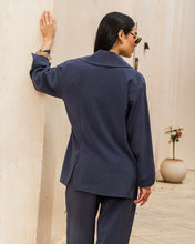 Draped Tailored Set - Navy