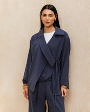 Draped Tailored Set - Navy