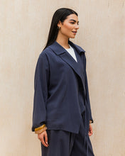 Draped Tailored Set - Navy