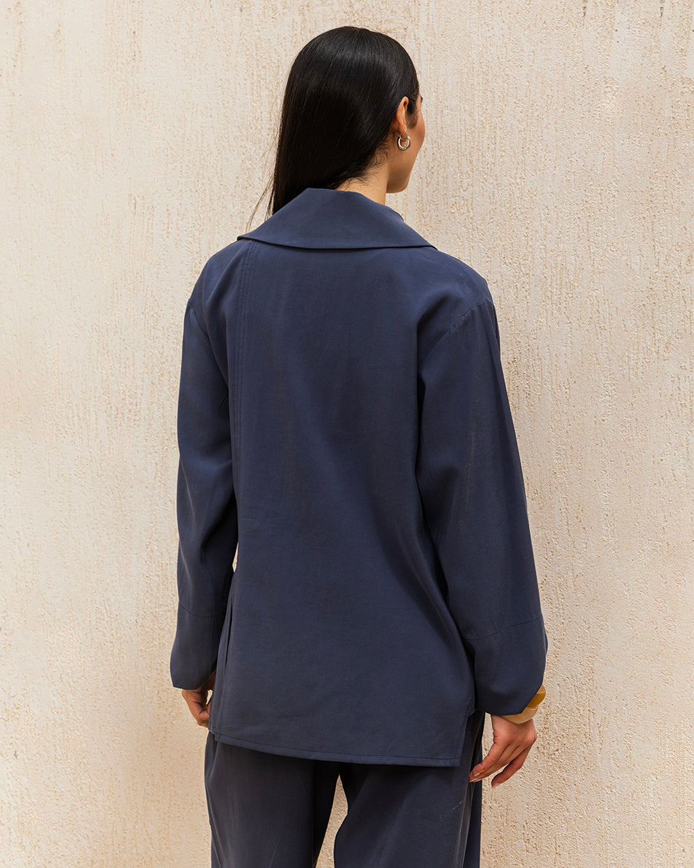 Draped Tailored Set - Navy