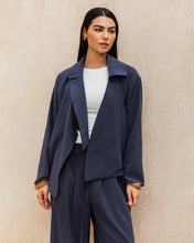 Draped Tailored Set - Navy