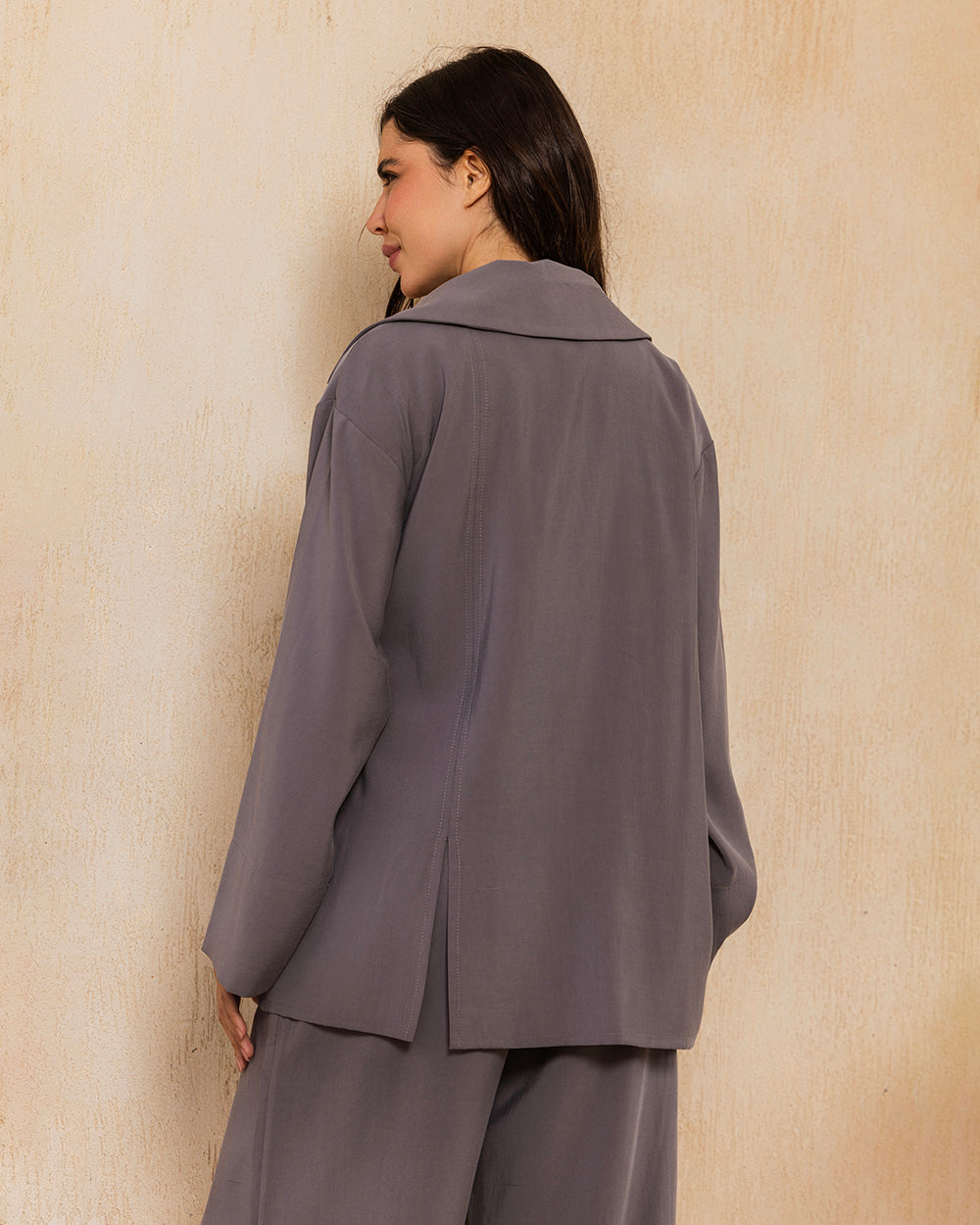 Draped Tailored Set - Charcoal Grey