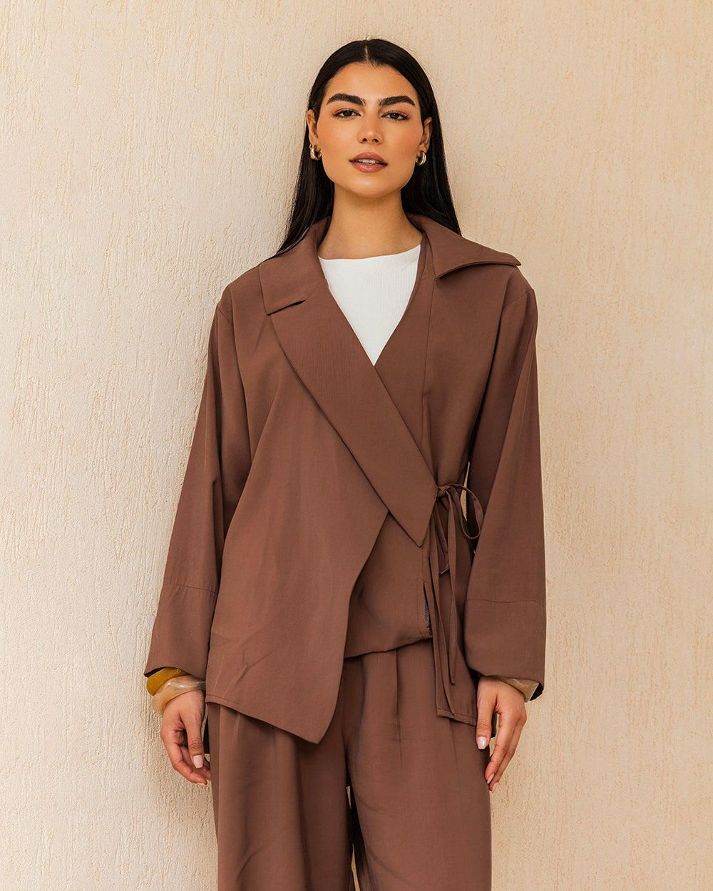 Draped Tailored Set - Brown