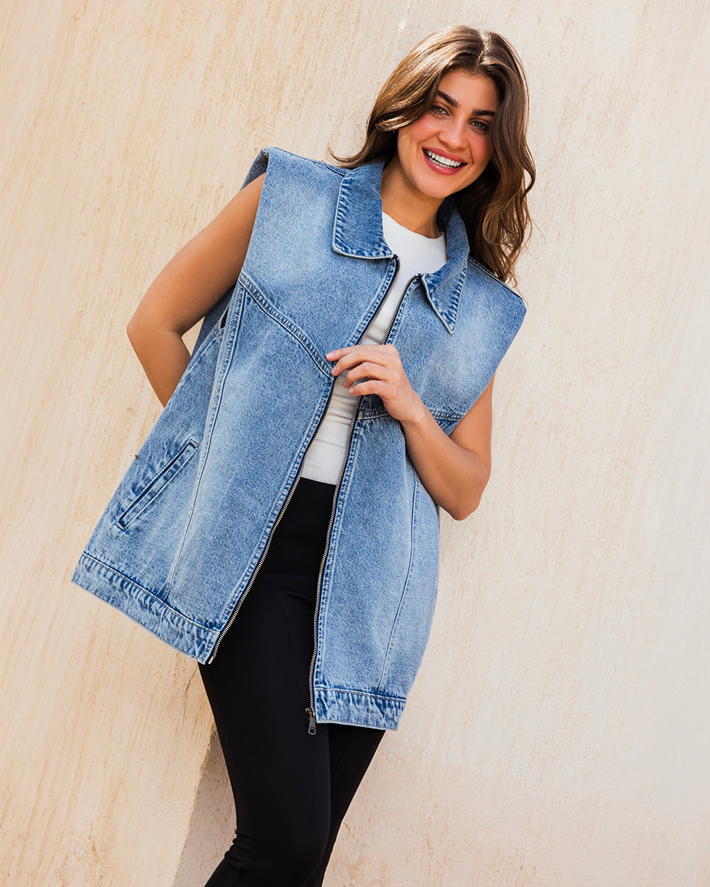 Button Back Denim Vest - Adults
