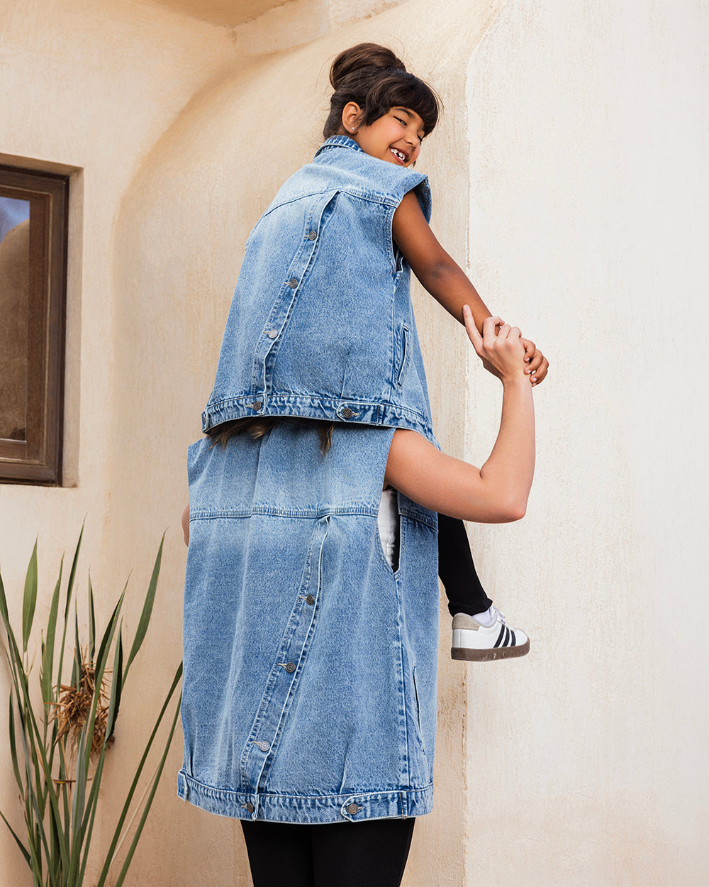 Button Back Denim Vest - Adults