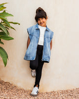 Button Back Denim Vest - Kids