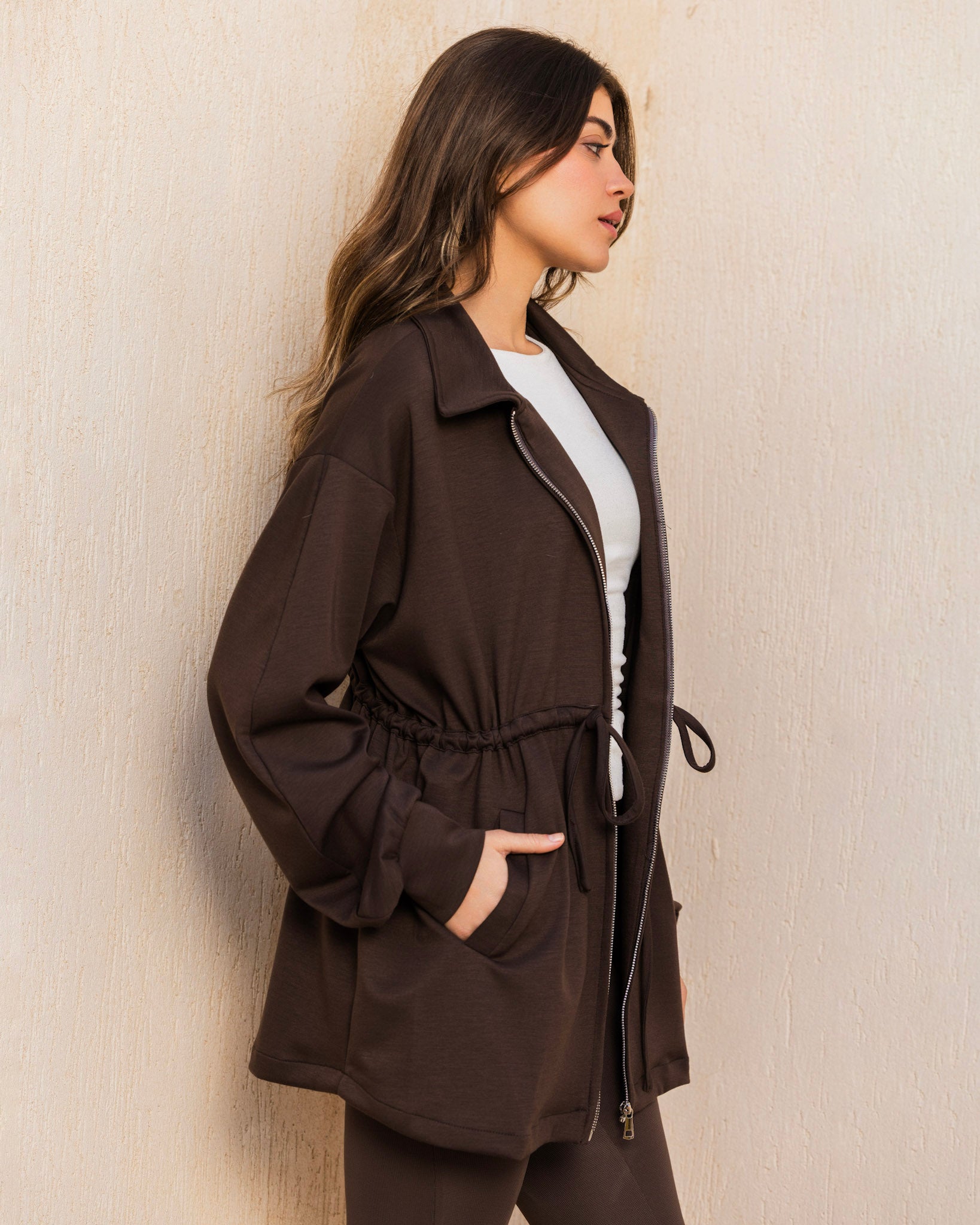 Soft Cinched jacket - Brown