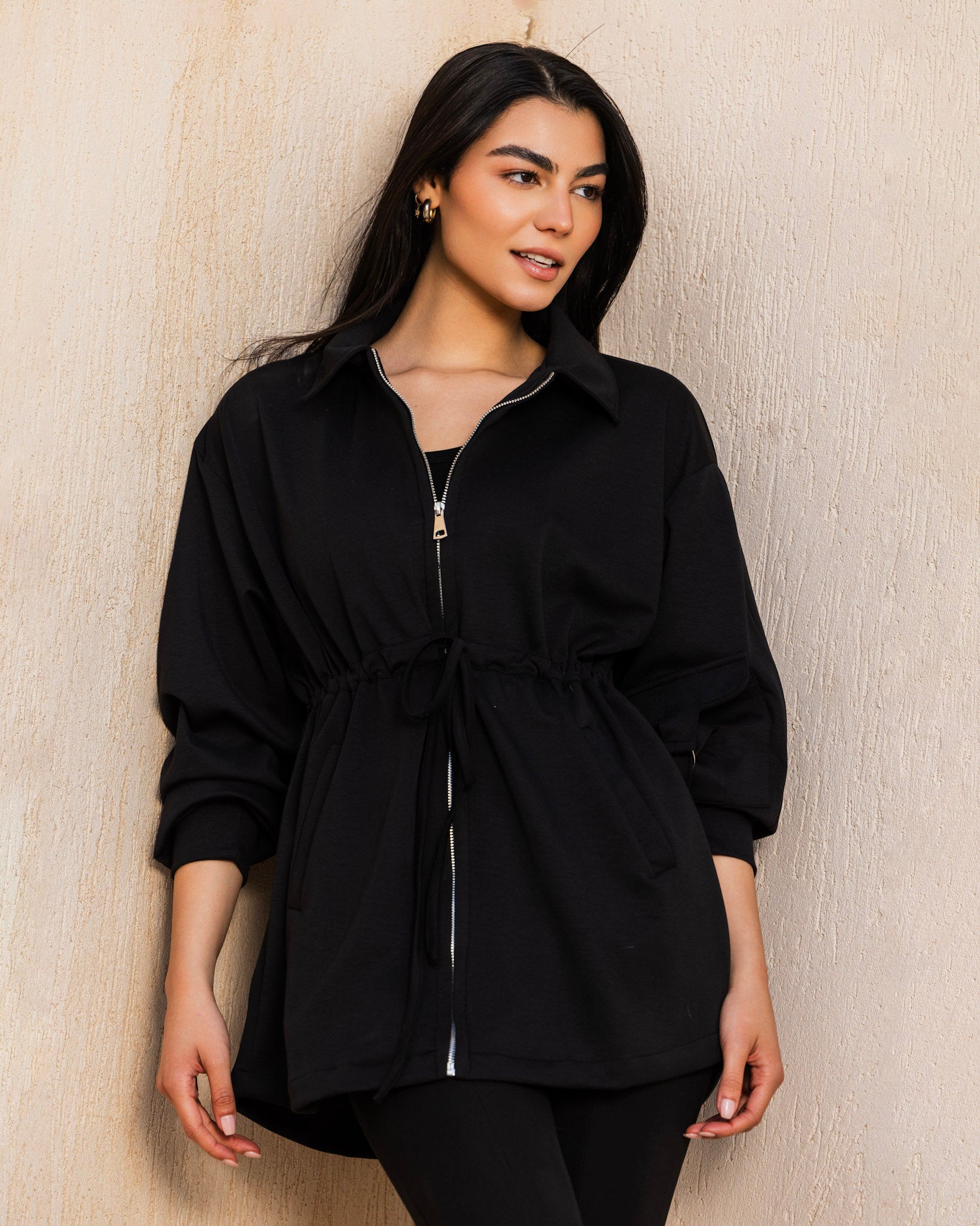Soft Cinched jacket - Black