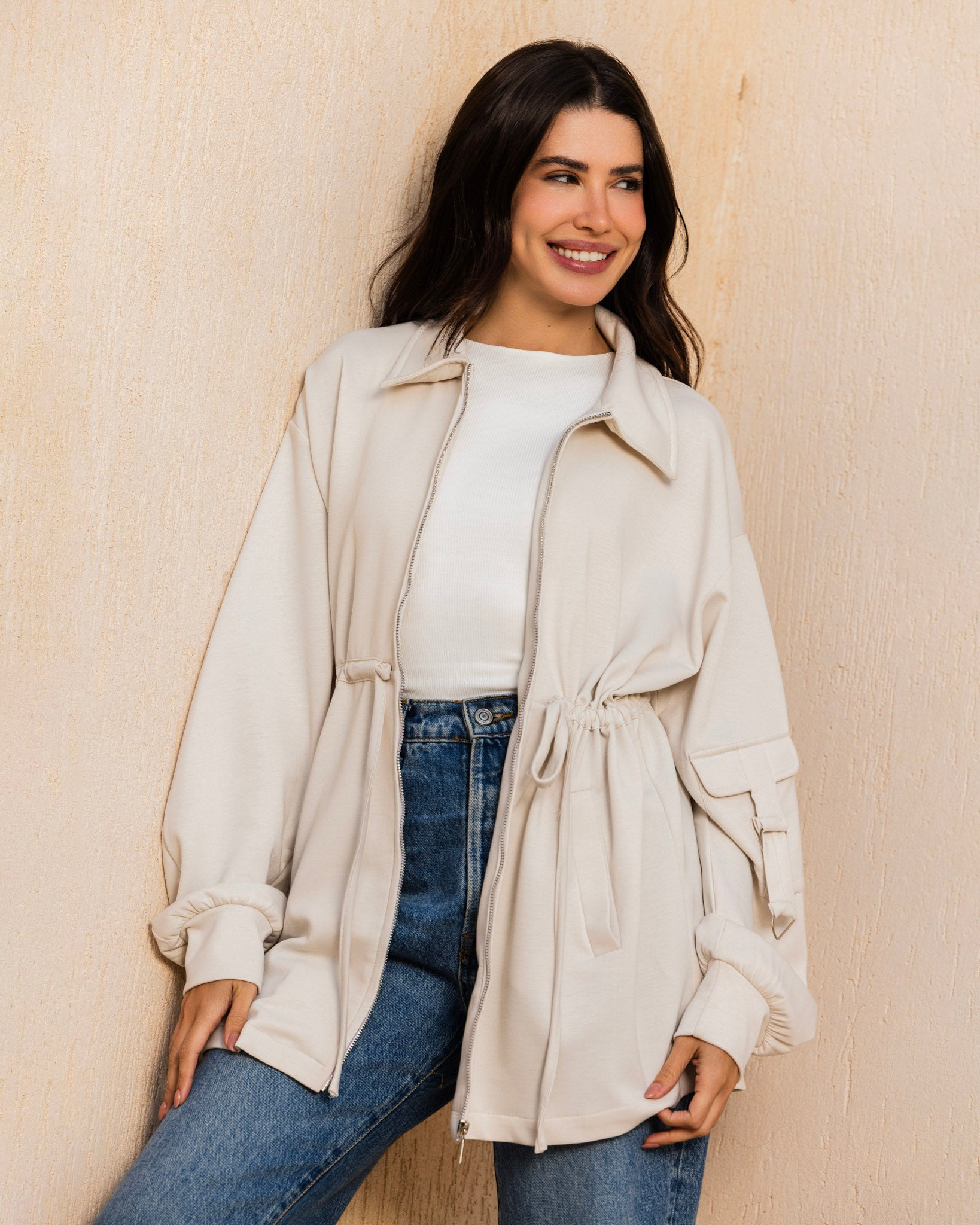 Soft Cinched jacket - Cream