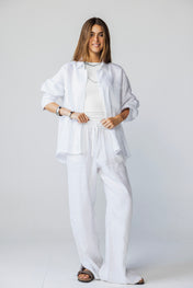 Slit Linen Pants - White