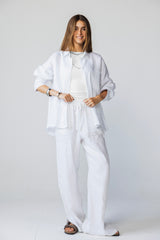 Slit Linen Pants - White
