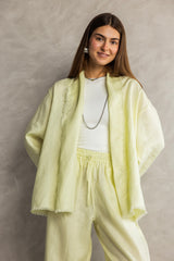The Cutback Fringe Cardigan - Butter Yellow