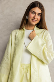 The Cutback Fringe Cardigan - Butter Yellow
