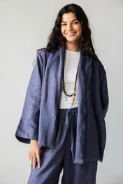 The Cutback Fringe Cardigan - Midnight