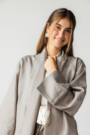 The Cutback Fringe Cardigan - Grayish