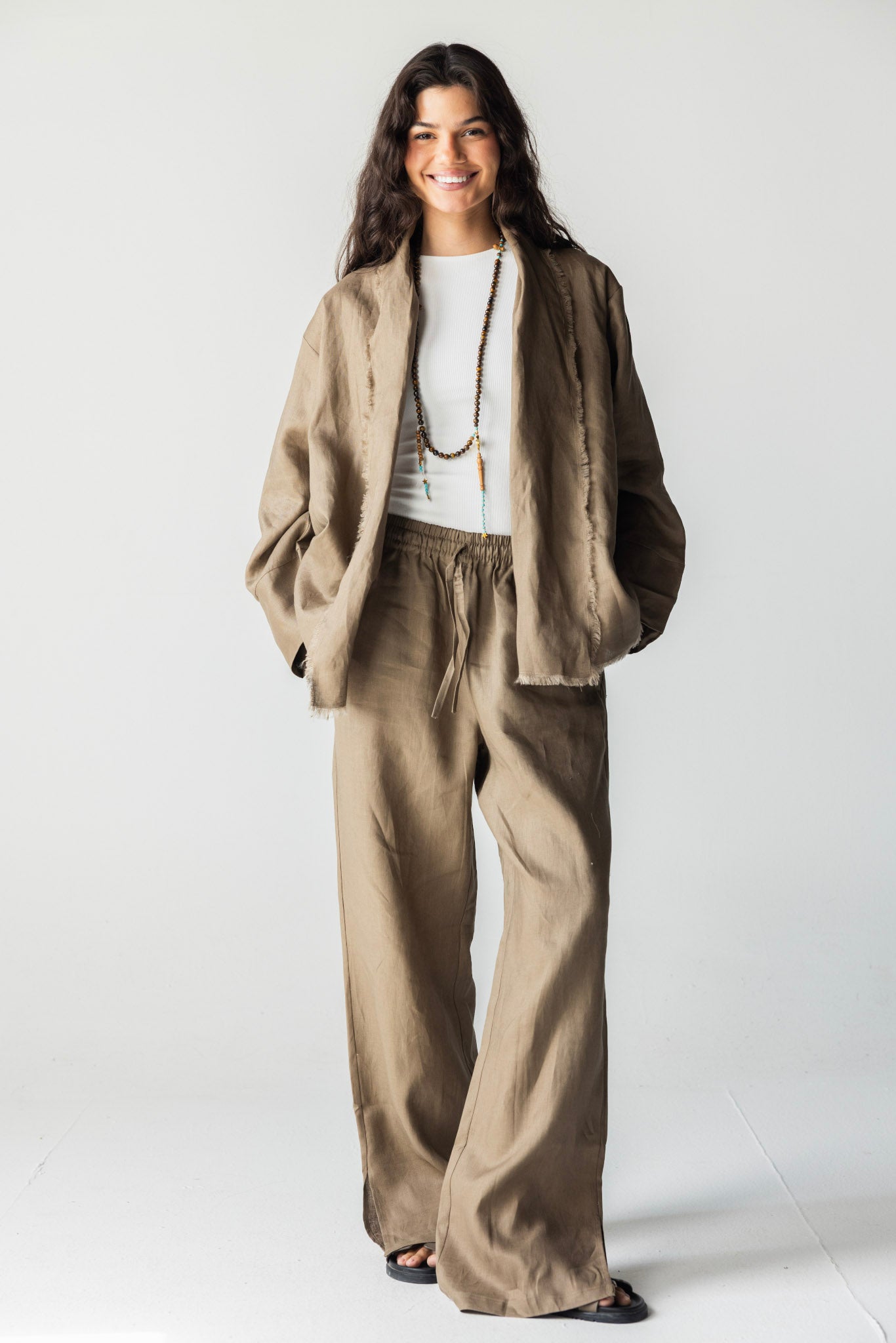 The Cutback Fringe Cardigan - Cafe