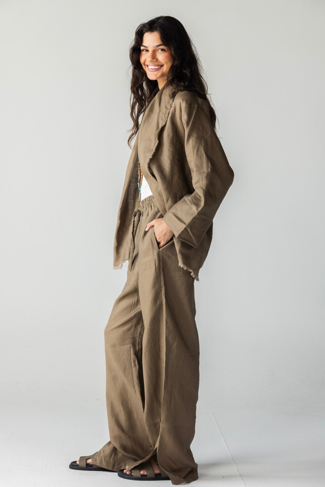 The Cutback Fringe Cardigan - Cafe