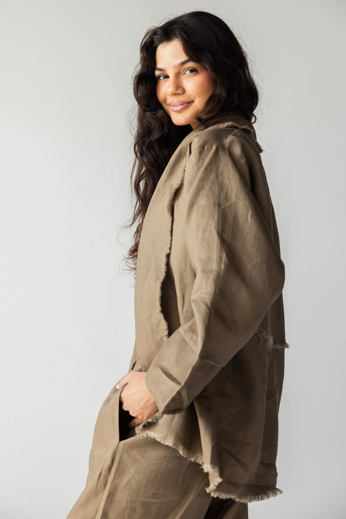 The Cutback Fringe Cardigan - Cafe