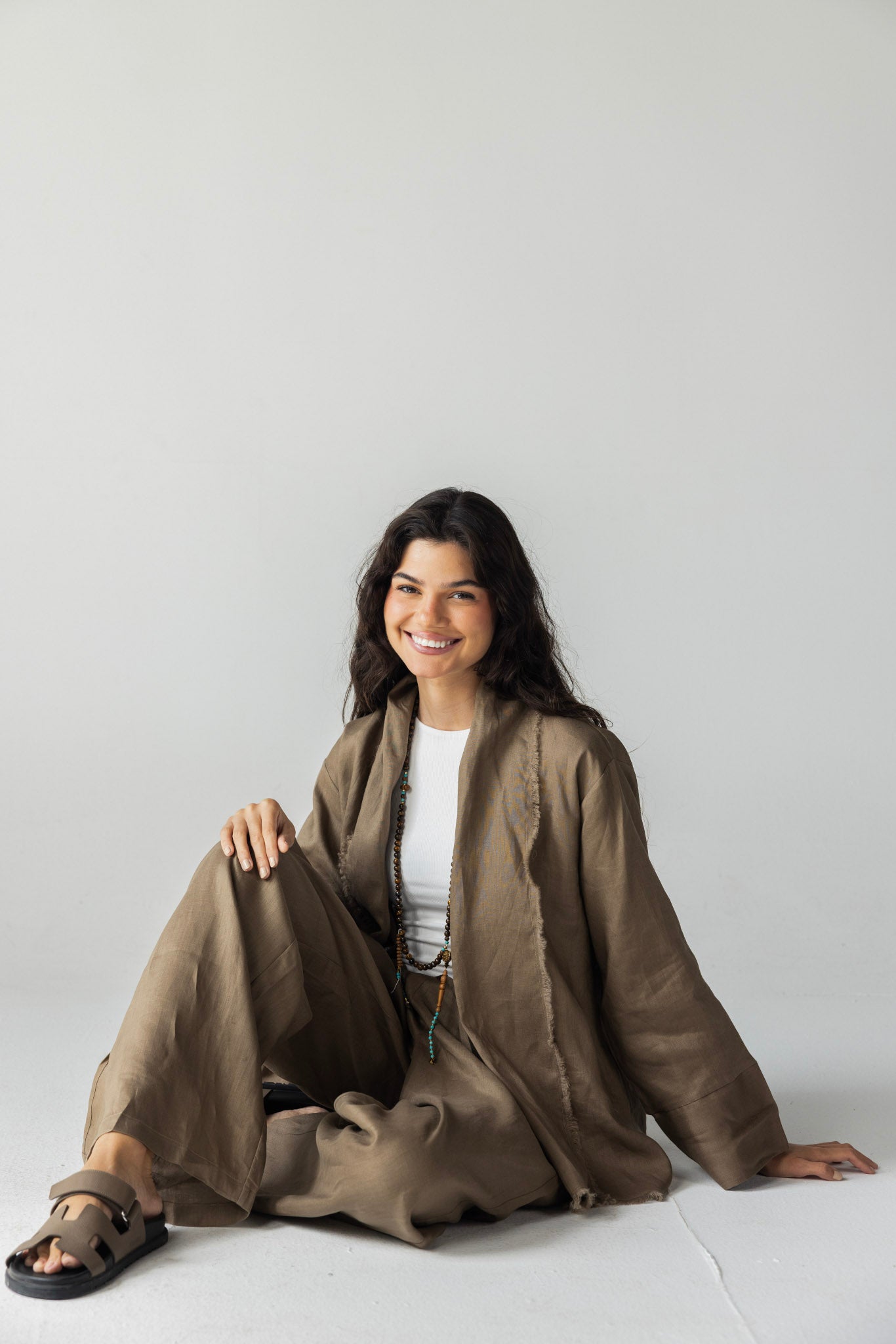 The Cutback Fringe Cardigan - Cafe