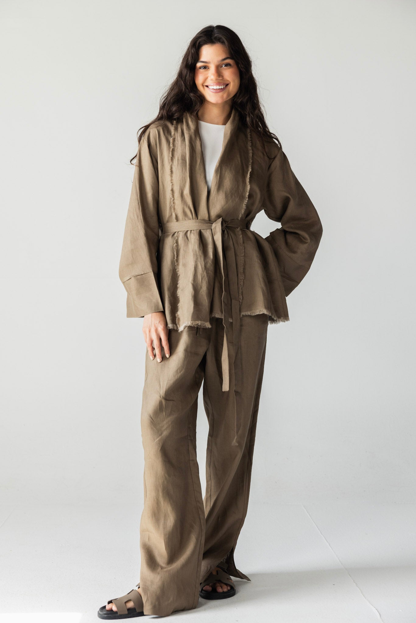 The Cutback Fringe Cardigan - Cafe