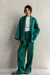The Cutback Fringe Cardigan - Emerald green