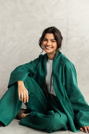 The Cutback Fringe Cardigan - Emerald green