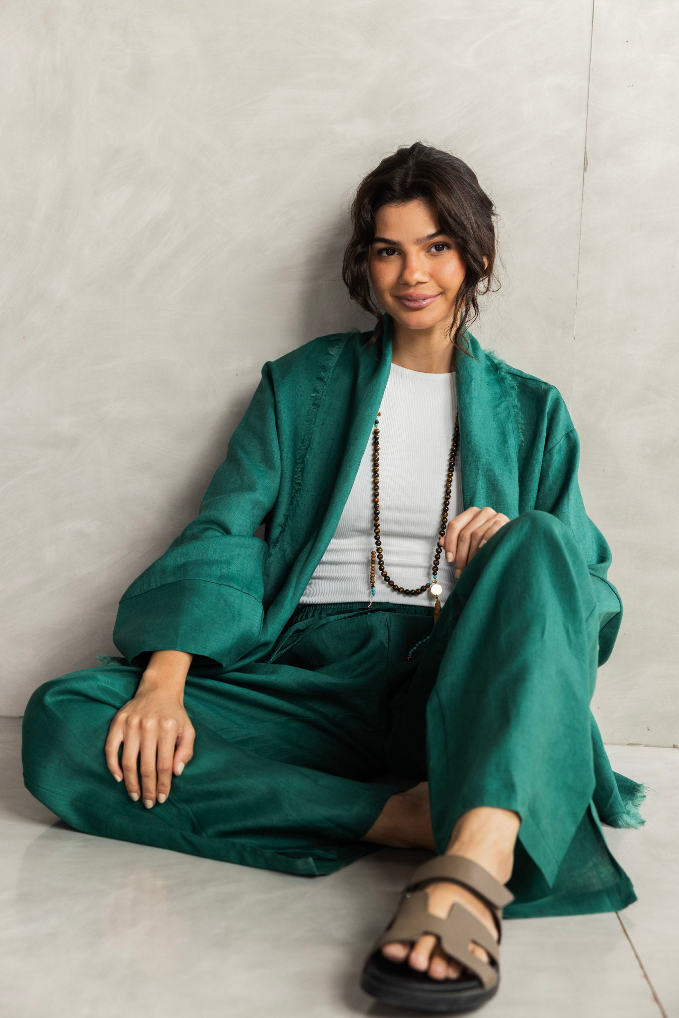 The Cutback Fringe Cardigan - Emerald green