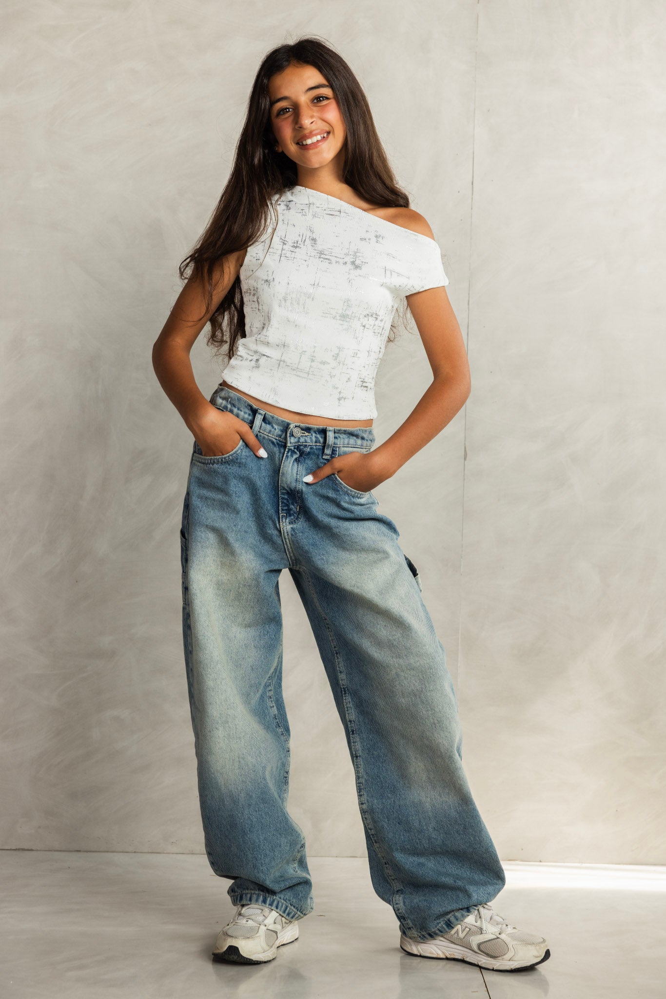 Asymmetric White Tank Top - Kids