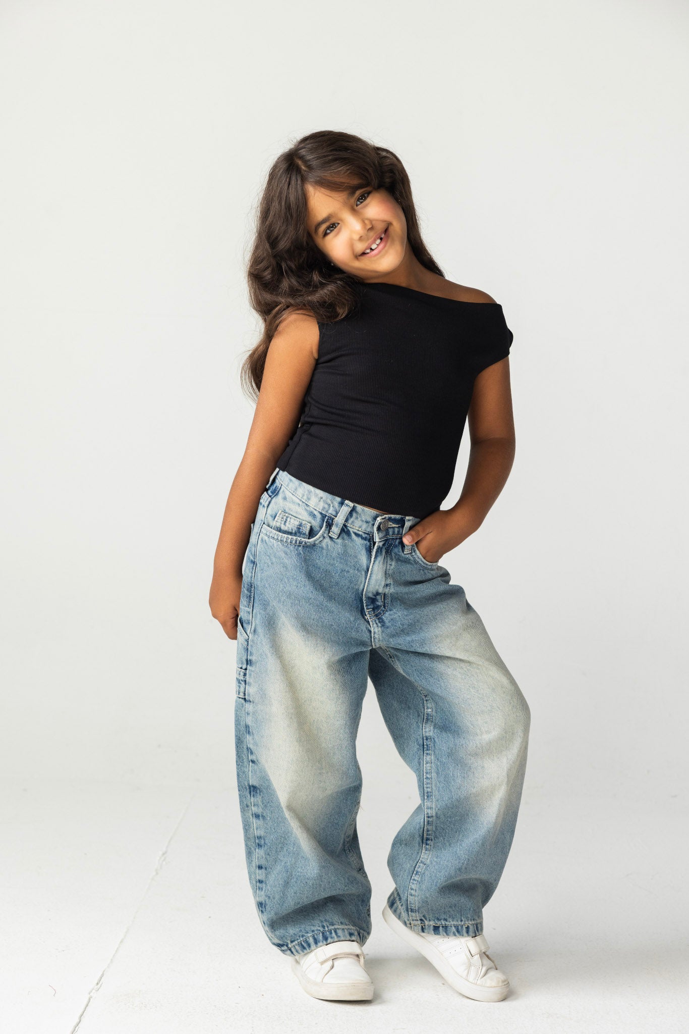 Asymmetric Black Tank Top - Kids