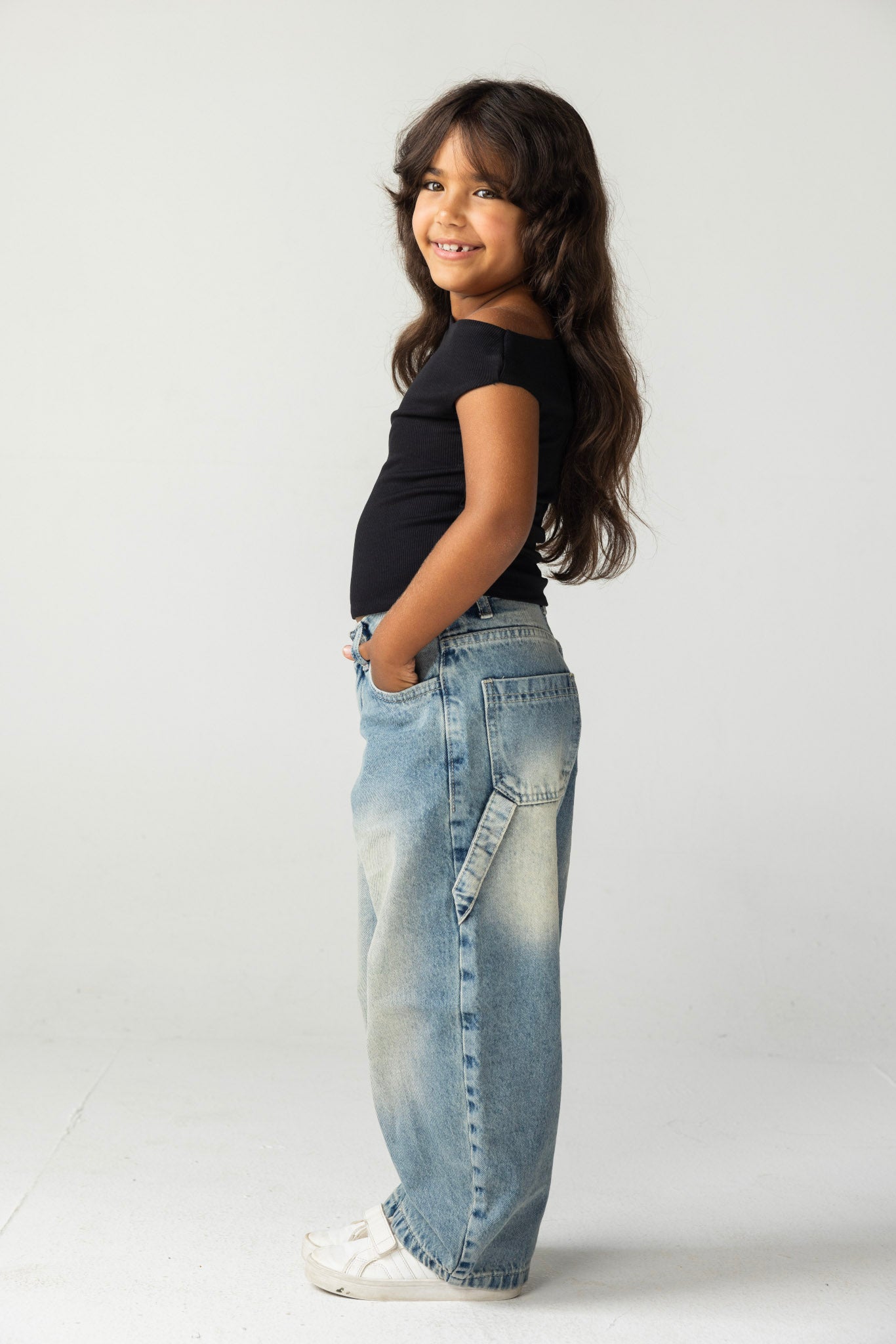 Asymmetric Black Tank Top - Kids